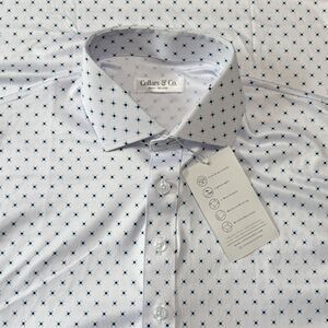 COLLARS & CO Performance Polo SMALL RELAXED White Pebble Beach 5 Diamond NWT
